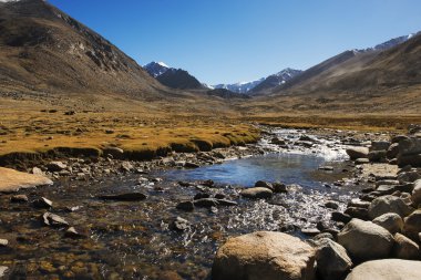 Himalaya nehir Ladakh üzerinden nubra Vadisi giderken