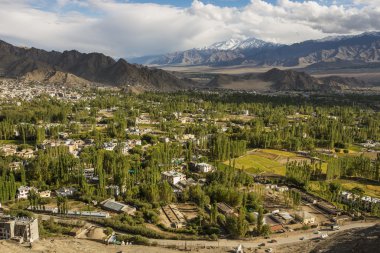 Views of Leh city from Shanti Stupa Ladakh ,India - September 2014 clipart