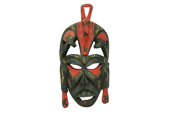 Beyaz arka plan üzerinde izole ahşap Afrika maskesi