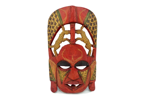 Beyaz arka plan üzerinde izole ahşap Afrika maskesi