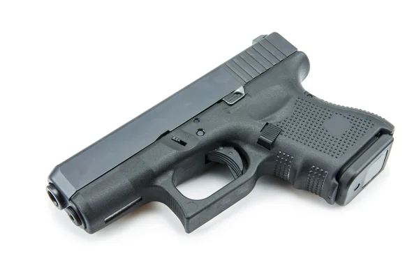 Automatisk 9 mm. pistol revolver på vit bakgrund. — Stockfoto