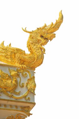 Budizm - beyaz izole Tayland tapınak Kral Naga heykel sanatı.