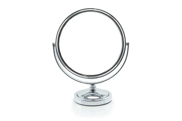 Old silver makeup mirror isolated on white — Stock Photo, Image