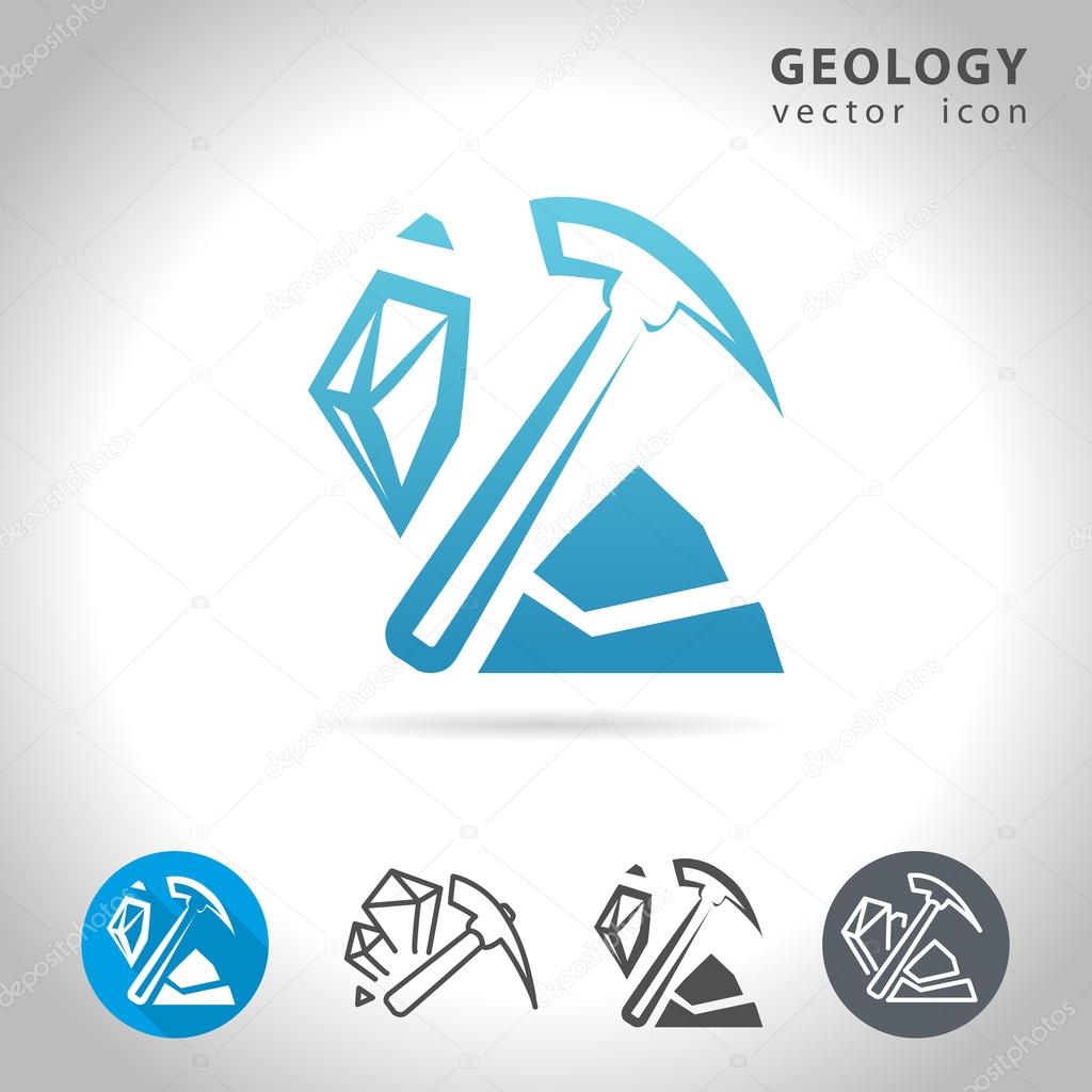Geology icon set, collection of mineral icons, vector illustration