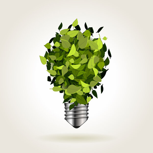 Лампочка из зеленых листьев
