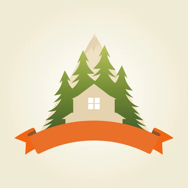 House in Mountains — Stock Vector