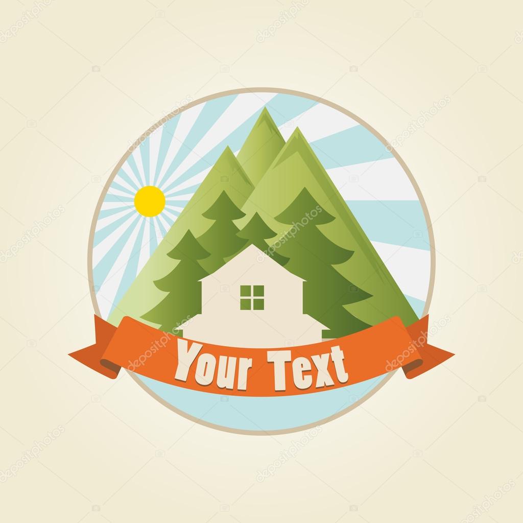 House in Mountains Logo sample, vector template