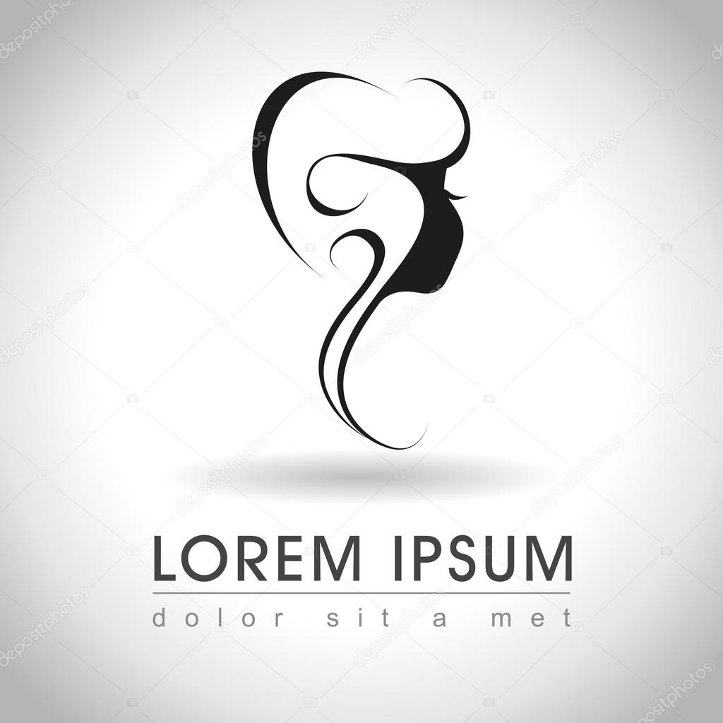 Beautiful woman face logo sample, vector illustration