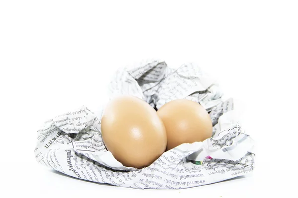 Quelques œufs dans un journal de déchets — Photo
