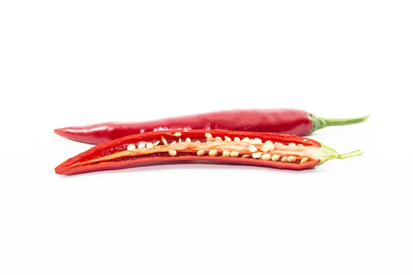 Section of red chili pepper with raw material — Stock Photo, Image