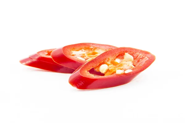 Sliced of red chili pepper ingredient — Stock Photo, Image