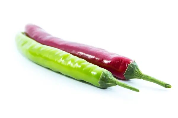 Spicy green and red chili pepper ingredient — Stock Photo, Image
