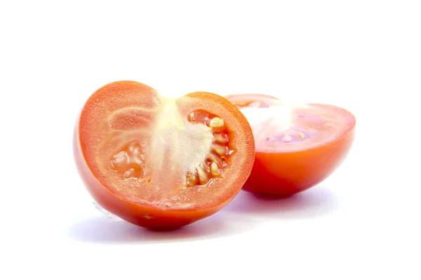 Organic tomatoes half sliced ingredient — Stock Photo, Image