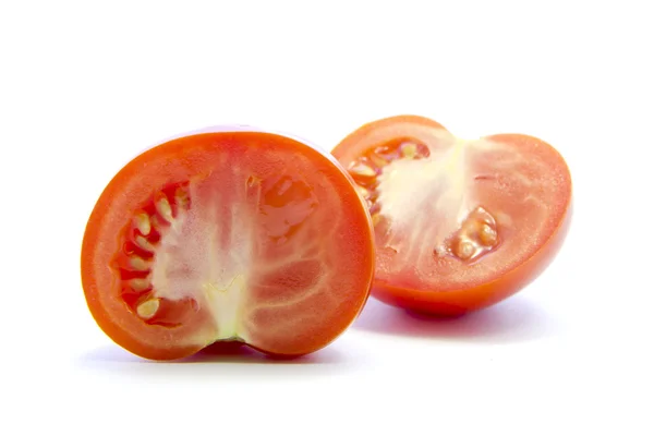 Organic tomatoes half sliced ingredient — Stock Photo, Image