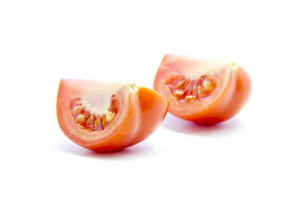 Organic tomatoes quarter sliced texture ingredient — Stock Photo, Image