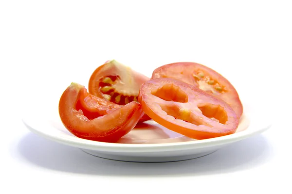 Tomates de carne quarto e textura em fatias cruzadas — Fotografia de Stock