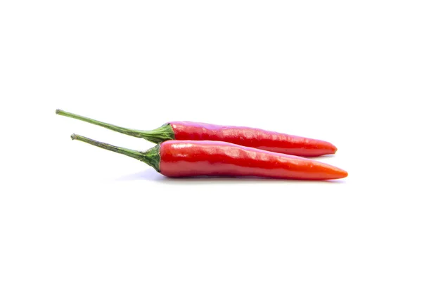 Red chili peppers with green stick — Stock Photo, Image