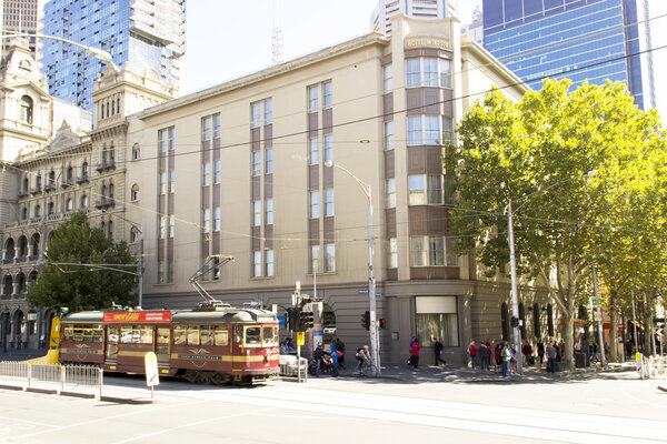 AUSTRALIA, MELBOURNE - FEBRUARY 04, 2015: Free circle tram for sightseeing and travel city of melbourne, in february 04, 2015, Melbourne, Australia
