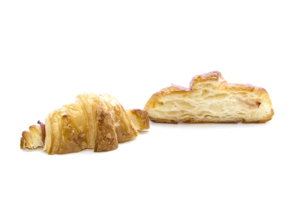 Croissant textur i avsnitt skivad — Stockfoto