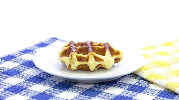 Waffle textura vitrificada fresca no tapete de mesa — Fotografia de Stock