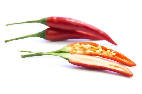 stock image Half sliced of red chili pepper with raw