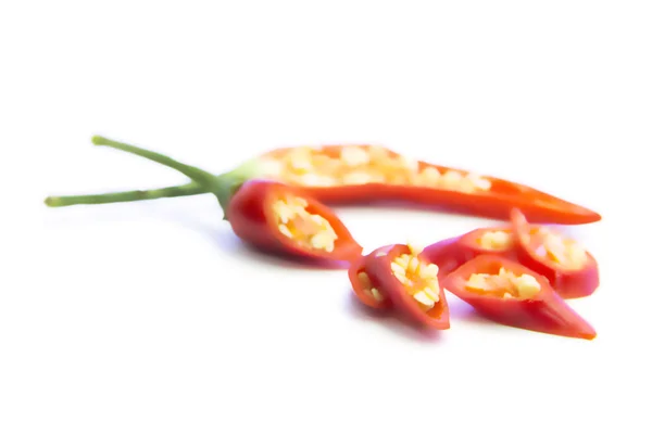 Rode chili peper, gesneden en sectie — Stockfoto