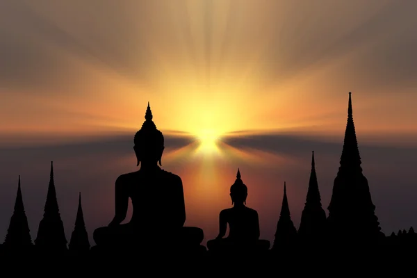 Silhouette Tempel Sonnenuntergang Hintergrund. — Stockfoto