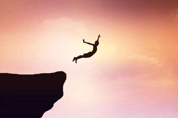 Children jump from a cliff — Stock Photo, Image