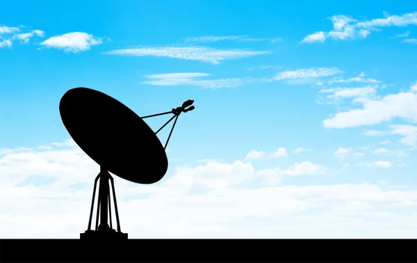 Satellite silhouette blue sky background. — Stock Photo, Image