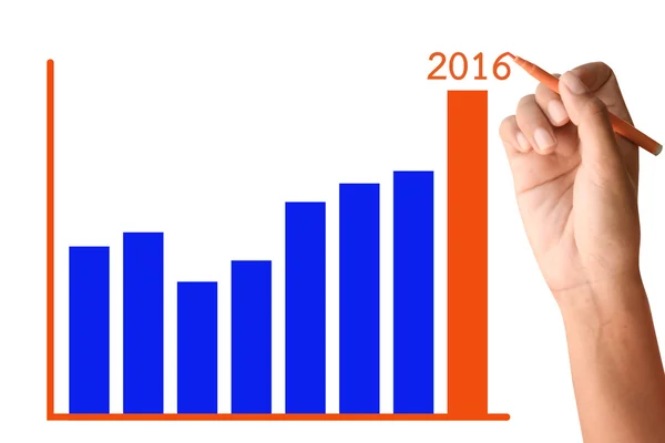 Gráfico alto de escritura a mano humana en 2016 . — Foto de Stock