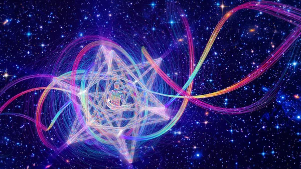 Metafizik uzayda 3D illüstrasyon merkabah uçuşu