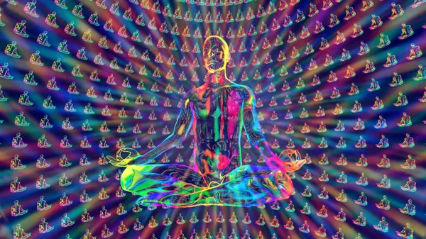 3D illüstrasyon bir çok meditasyon yogası enerjiyle dolu farkındalık yoluna giren herkesin amacı