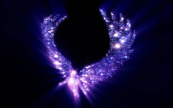 Siyah zemin üzerinde yıldız meleğinin 3 boyutlu çizimi