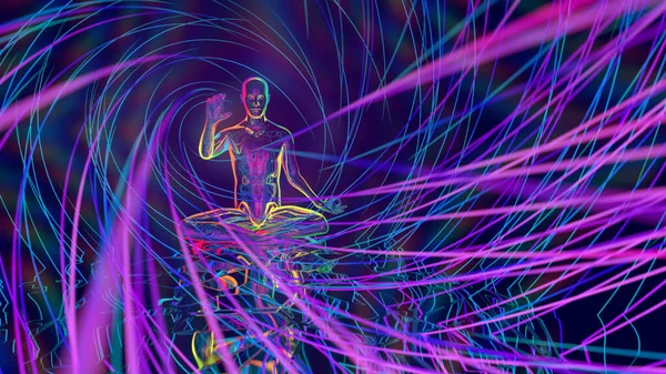 Yaşamın enerjisini kontrol etme niyetinin 3D çizimi