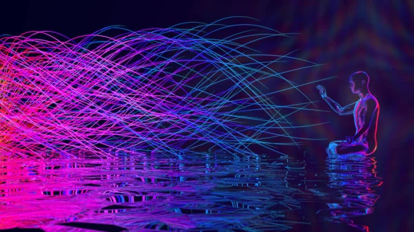 Enerji ile güç etkileşiminin 3 boyutlu illüstrasyon büyüsü