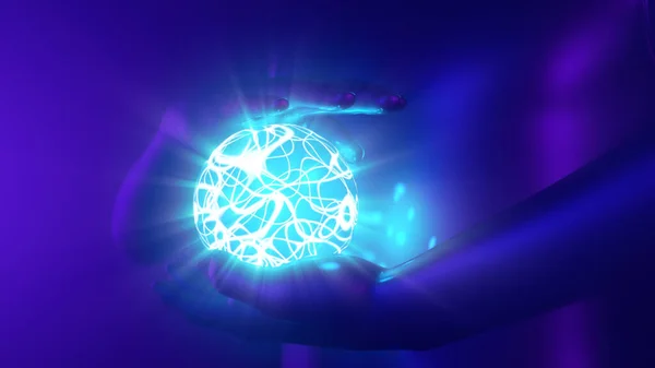 3D çizim ellerde yoğunlaşmış sihirli bir pıhtı