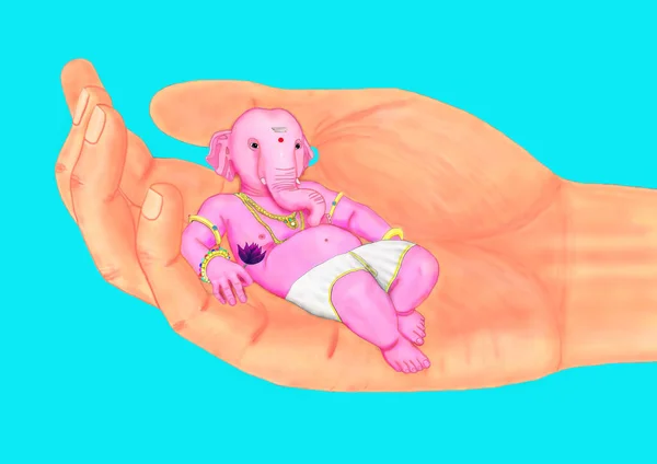 Ganesha, Hinduizm 'deki şans tanrısı avucunun içinde.