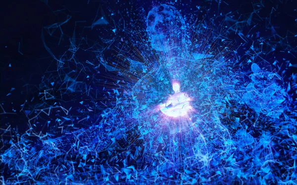 İnsanın içsel özünün zihinsel farkındalığının 3 boyutlu çizimi