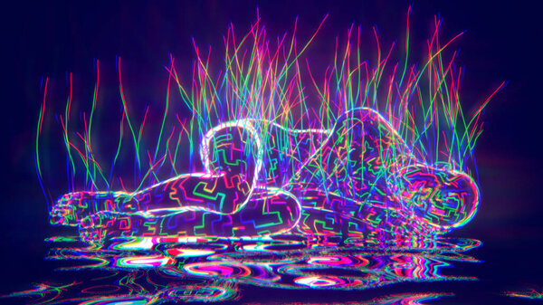 3d иллюстрация с добавлением эффекта "искажения" абстрактных цветных снов