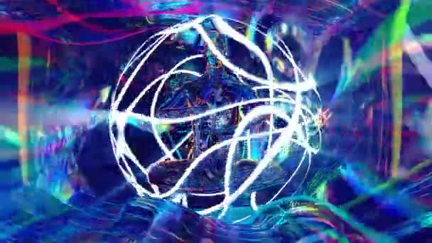 循环3D动画处于冥想姿势的人手里拿着一个能量球 而处于冥想姿势的人手里拿着一个能量球 — 图库视频影像