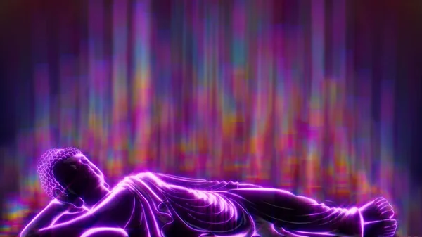 3D illüstrasyon: Gautam Buddha Boşluktan Samsara ateşine bakıyor