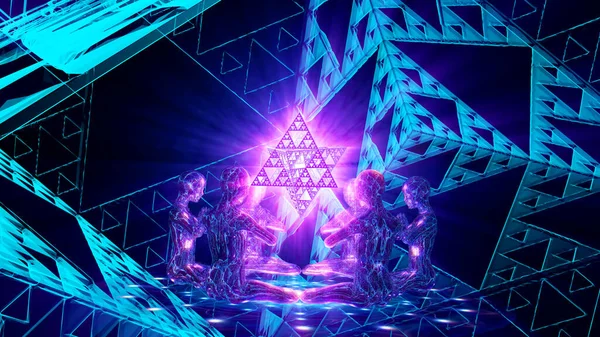 Kutsal dünyanın meleklerinin 3d illüstrasyon duası