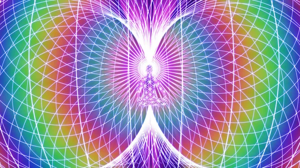 Lotus pozisyonunda meditasyon yapan bir adamın 3 boyutlu çizimi