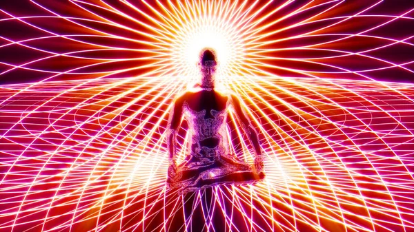 Illustration Eines Meditierenden Mannes Lotus Position Stockbild