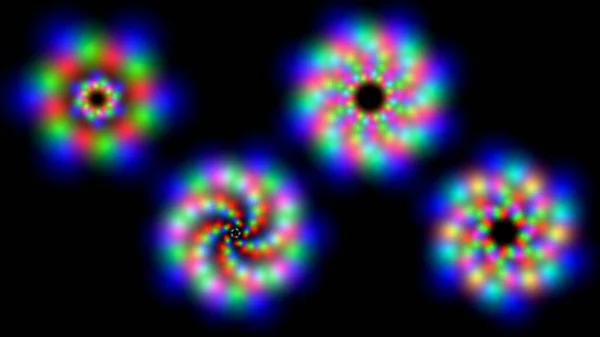 3 ışık kaynağından yapılan 3 boyutlu mandalas çizimi kırmızı ve mavi