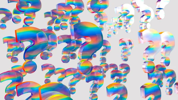Çok renkli soru işaretlerinin 3d gösterimi