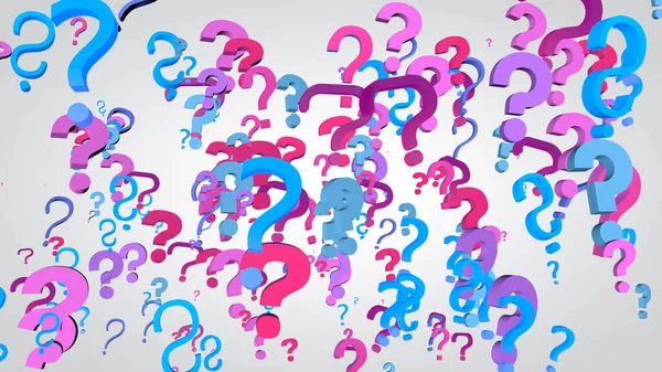 Çok renkli soru işaretlerinin 3d gösterimi
