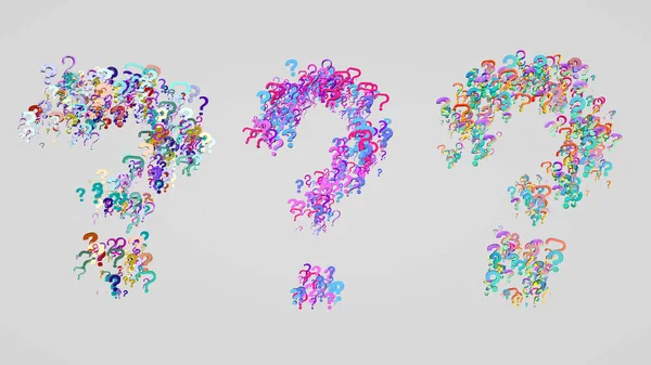 Çok renkli soru işaretlerinin 3d gösterimi