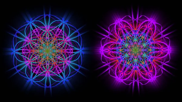 Разноцветные Мандалы Кручения Орнамента Цветок Жизни — стоковое фото
