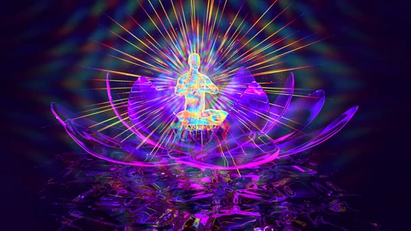 Brahma üzerine 3D illüstrasyon meditasyonu Dünyanın vedik yaratıcısı